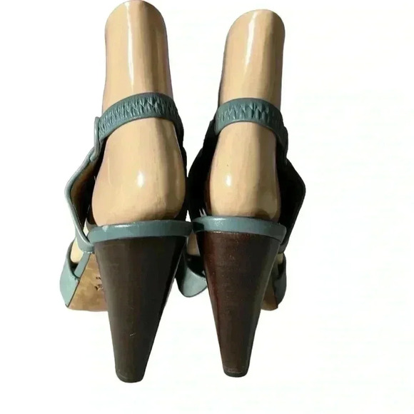 Furla Leather Open Toe Mint Green Slingback Heel Sandal Size 7 - Picture 4 of 8